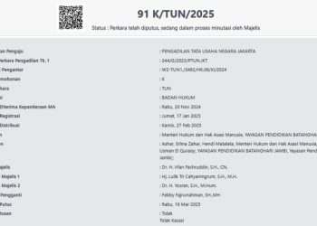Salinan Putusan Nomor 91 K/TUN/2025 yang diakses pada website Mahkamah Agung. foto : istimewa 