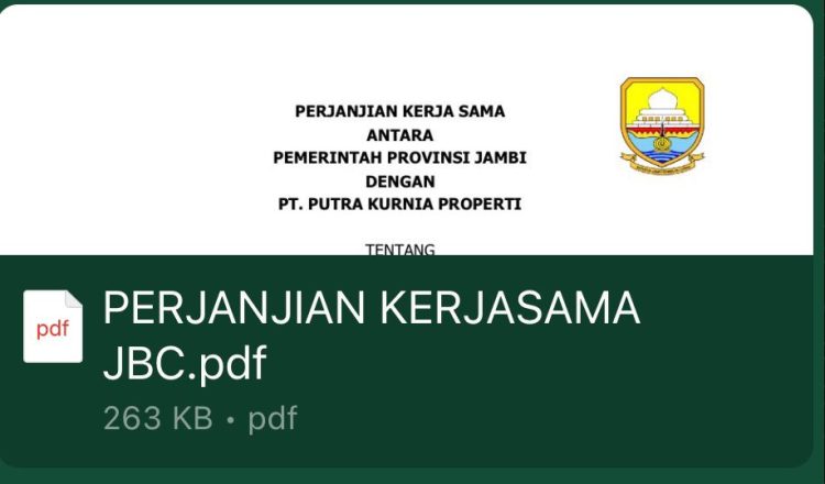 foto screenshoot dokumen PKS Pemprov dengan Pengelola JBC. foto : istimewa