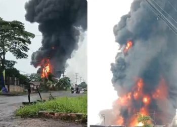 Gudang Minyak Ilegal di Jalan Baru, Kota Jambi Terbakar. foto : istimewa