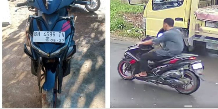 Pelaku dan Motor Korban yang Dilarikan. foto: Andri Wijaya