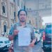 Direktur Eksekutif Daerah WALHI Jambi (Oscar Anugrah) membuat laporan ke POLDA Jambi. foto : WalhiJambi