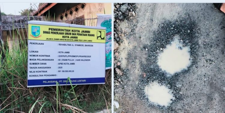 Ini Kondisi Jalan yang selesai dibangun dan Papan Nama Proyek. foto : gmsmedia