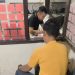 Nukman (35), saat melaporkan AS ke Polsek Merlung. foto : gmsmedia