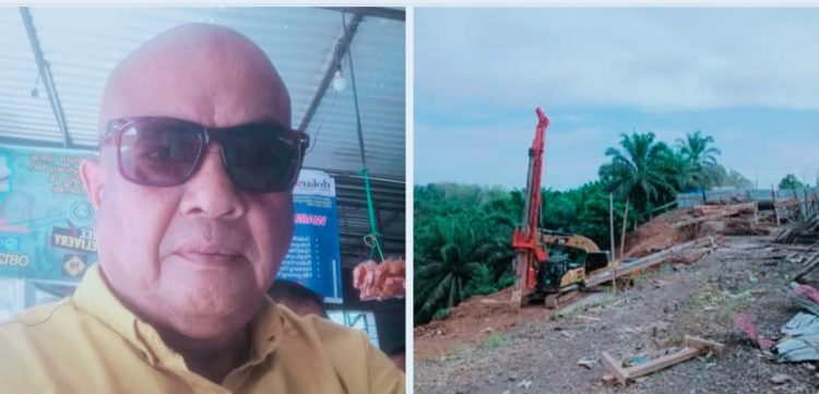Yoshe Rizal dan Proyek Pembangunan Turap Penahan Tebing Jalan Lintas Sumatera di Jujuhan. foto : gms