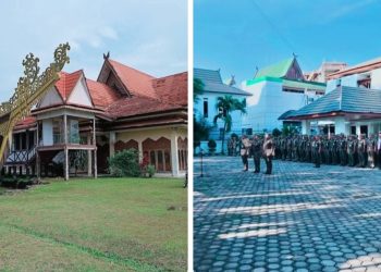 Lokasi Pindah Kantor Satpol PP di Taman Rimba dan Foto Satpol-PP di Telanaipura. foto : istimewa