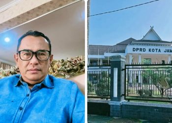 Soni Zainul.H dan Gedung DPRD Kota Jambi. foto: istimewa