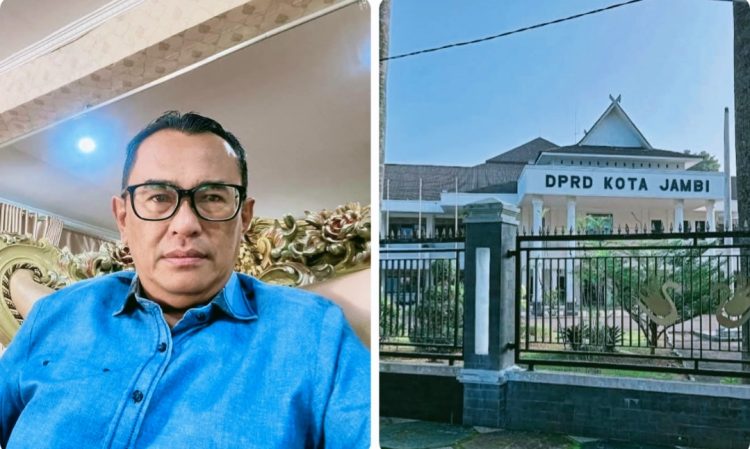 Soni Zainul.H dan Gedung DPRD Kota Jambi. foto: istimewa