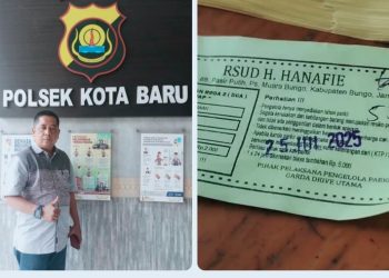 Direktur Eksekutif LSM Tegar, Erwin Munas dan foto Karcis Parkir RSUD H Hanafie Bungo. foto : istimewa