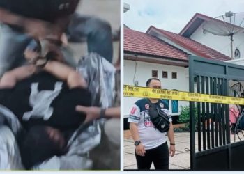 Pelaku Saat Ditangkap Polisi dan Foto Lokasi Rumah Korban. foto : istimewa